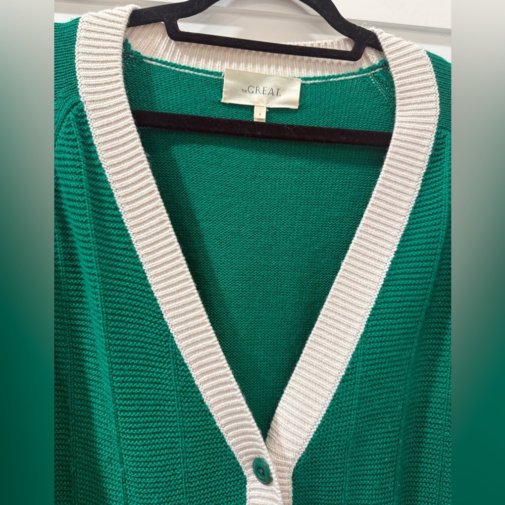 THE GREAT. Green and white Cardigan - Picture 7 of 9